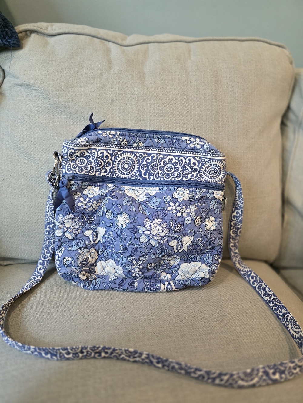 Vera Bradley Blue Floral Quilted Crossbody Bag